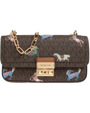Michael Kors Tribeca Horse-Print Crossbody Bag - Grey