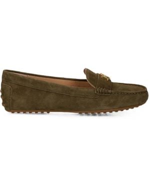 Ralph Lauren Logo-Plaque Suede Loafers - Green