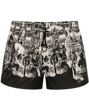 Philipp Plein Swimming Shorts Skull Hotel - Black