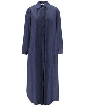 Hevò Arigliano Button-Up Shirt Dress - Blue