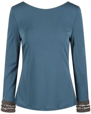 Alberta Ferretti Embroidered-Cuffs Blouse - Blue