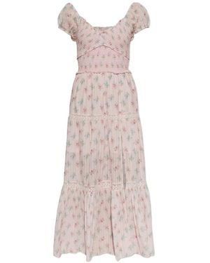 LoveShackFancy Amandla Floral-Print Tiered Maxi Dress - Pink