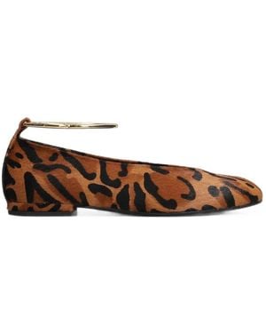 Chantal Animal-Print Bangle-Detail Ballet Flats - Brown