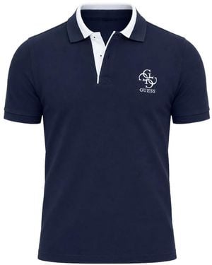 Guess Polo Lyle Con Logo Bordado - Azul