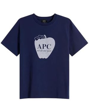 A.P.C. Apple-Print T-Shirt - Blue