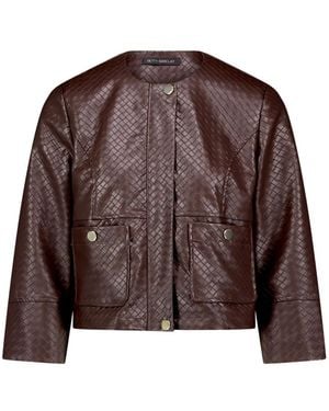 Betty Barclay Woven-Effect Cropped Jacket - Brown