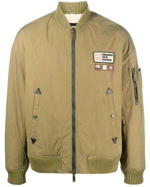 DSquared² Logo Patch Zipped Bomber Jacket - Green
