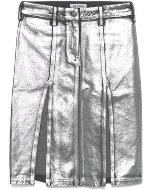 The Attico Coated Denim Midi Skirt - Grey