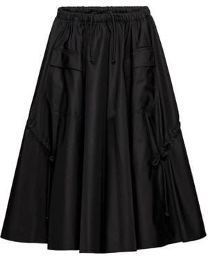 Prada Patch-Pocket Drawstring Midi Skirt - Black