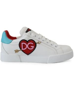 Dolce & Gabbana Portofino Sneakers Mit Herz-Patch - Weiß