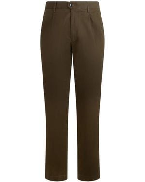 Slowear Pleated Straight-Leg Pants - Brown