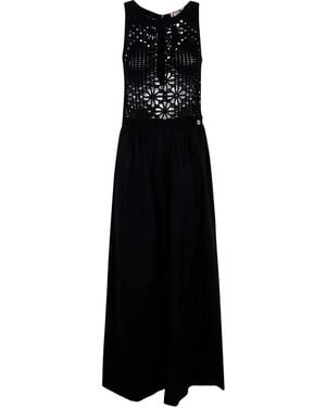 Twinset Crochet-Panelled Maxi Dress - Black