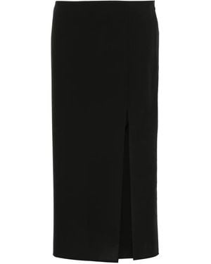 Gauchère Side-Slit Wool Skirt - Black