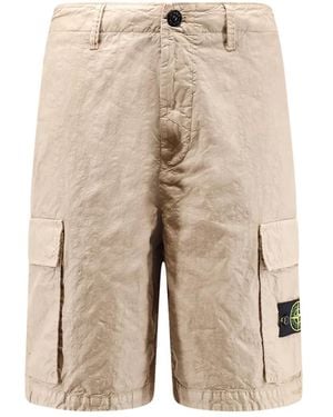 Stone Island L100001 Organic-Look Nylon Panama-Tc Bermuda Shorts - Natural