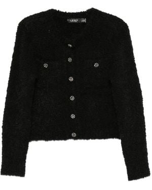 Ralph Lauren Bouclé Crystal-Button Jumper - Black