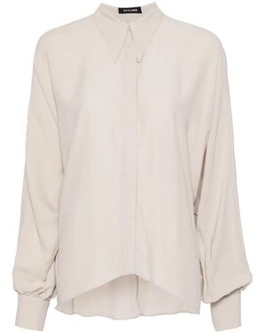 Styland Batwing-Style Crepe Shirt - Natural