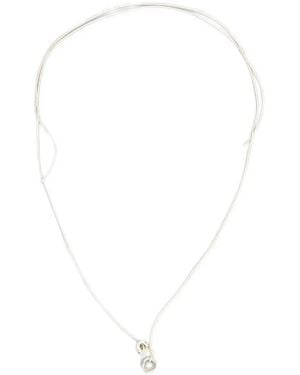 Paura Hammered-Effect Ring-Pendant Necklace - White