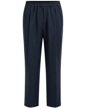 Eleventy Elasticated-Waist Pleated Pants - Blue