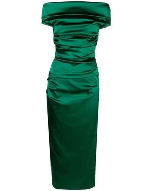 Talbot Runhof Vestido Drapeado Con Hombros Descubiertos - Verde