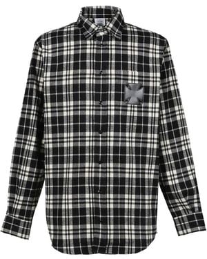 Vetements Chemise À Carreaux À Appliqué Logo - Black