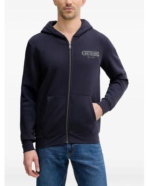 Guess Zip Logo Hoodie - Blue
