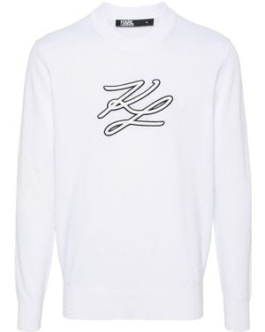 Karl Lagerfeld Logo-Embroidered Jumper - White