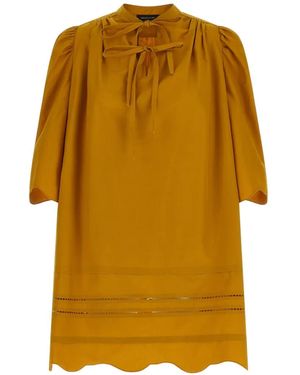 Fabiana Filippi Korean Collar Puff Sleeve Mini Dress - Yellow