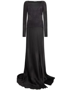 Alberta Ferretti Long-Sleeve Gown - Black