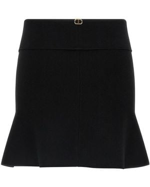 Twinset Folded-Top Flared Skirt - Black