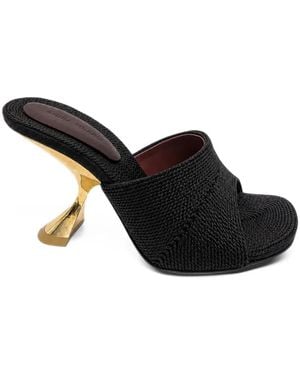 AMINA MUADDI Taylor Woven Raffia Sandals - Black