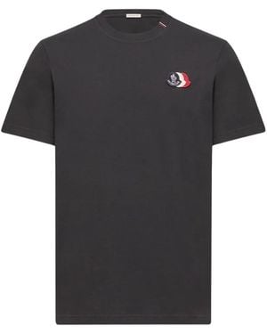 Moncler Embroidered Cotton T-Shirt - Black