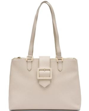 Frau Buckle-Detail Pebbled Tote Bag - Natural