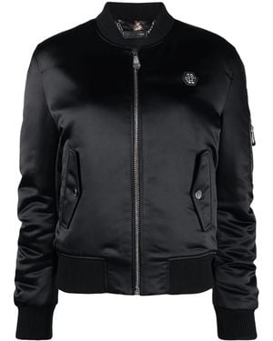 Philipp Plein Logo-Plaque Bomber Jacket - Black