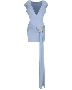 David Koma Draped-bird embellishment mini dress - Blau
