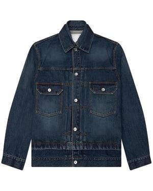Sacai Contrast-Stitch Denim Jacket - Blue