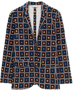 Pierre Louis Mascia Geometric-Pattern Blazer - Blue