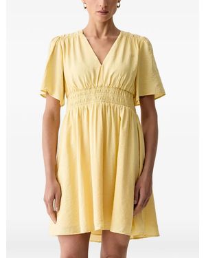 Morgan Shirred-Waist Mini Dress - Yellow