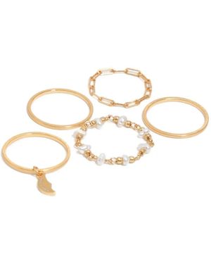 Bimba Y Lola Moon Brushed Rings (Set Of Five) - Natural