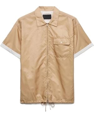 Prada Chemise À Fermeture Éclair Re-Nylon À Manches Courtes - Natural