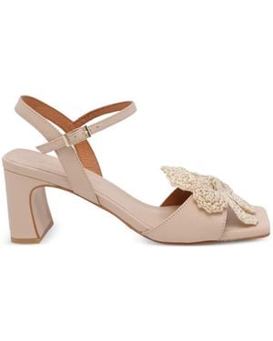 Ángel Alarcón Sandales En Cuir À Fleurs Appliquées - Pink