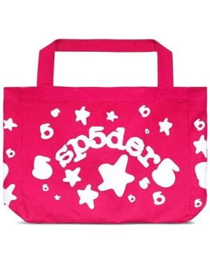 Sp5der Star-Print Tote Bag - Pink
