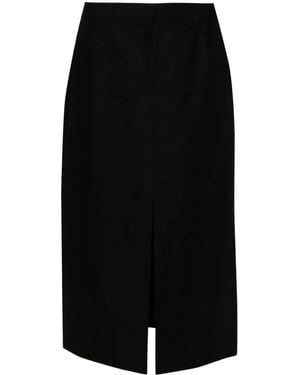 Theory Trouser Linen Midi Skirt - Black