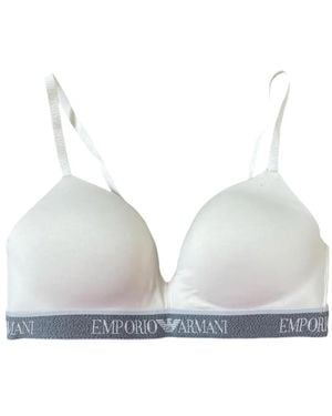 Emporio Armani Logo-Band Bra - White