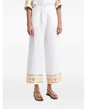 Greek Archaic Kori Selene Embroidered Trousers - White