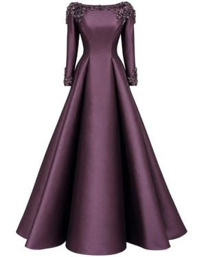 Gemy Maalouf Beaded Mikado Gown - Purple