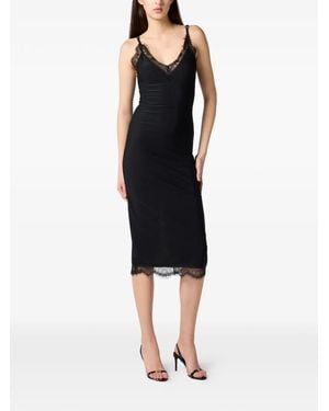 Philipp Plein Midi Lace Dress - Black