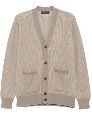 FILIPPO DE LAURENTIIS Cardigan En Maille Nervurée À Col V - Natural