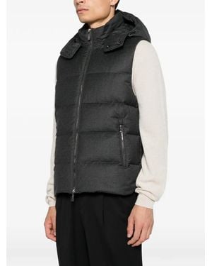Moorer Quilted Hooded Gilet - Black