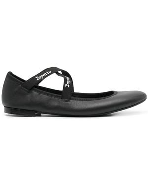 Repetto Joana Mary Leather Ballerina Shoes - Black