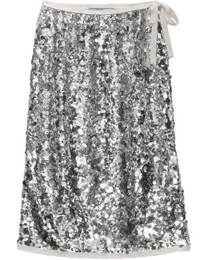 Prada Sequin-Embellished Wrap Skirt - Grey
